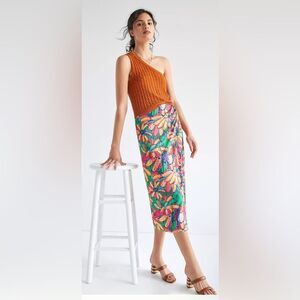 Farm Rio Getaway tropical floral print Midi/maxi Wrap Skirt  medium